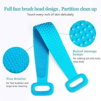Elecsera Silicone Bath Body Brush Exfoliating Double Side Silicone Body Back Scrubber Belt Long Back Cleaning Shower Strap for Men Women Pack of 2 () view 2