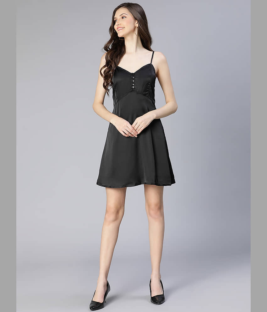 Oxolloxo Women Polyester Solid A-line Dress ( Blue ) view 2