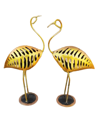 Kiran Handicrafts Graceful Crane Tea Light Holder iron Handcrafted For Living room,Office (Pack of 2 )