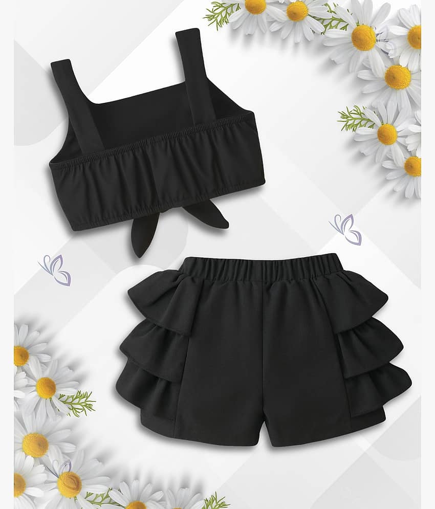 Addyvero Pack of 1 Girls Polyester T-shirt & Shorts ( Black ) view 2