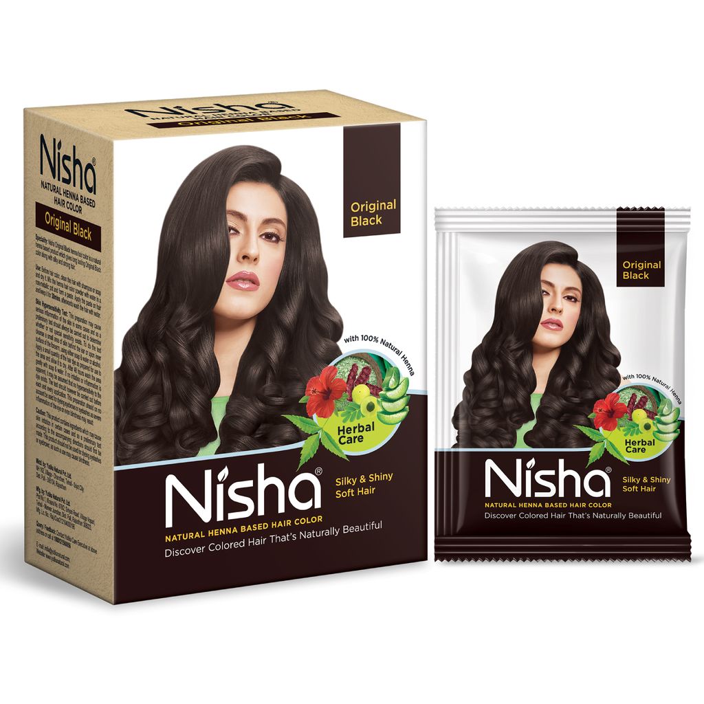 Nisha Henna Based Hair Color Original Black 60g Pack of 3, Henna Powder Hair Color Dye Black Hair Colour view 2