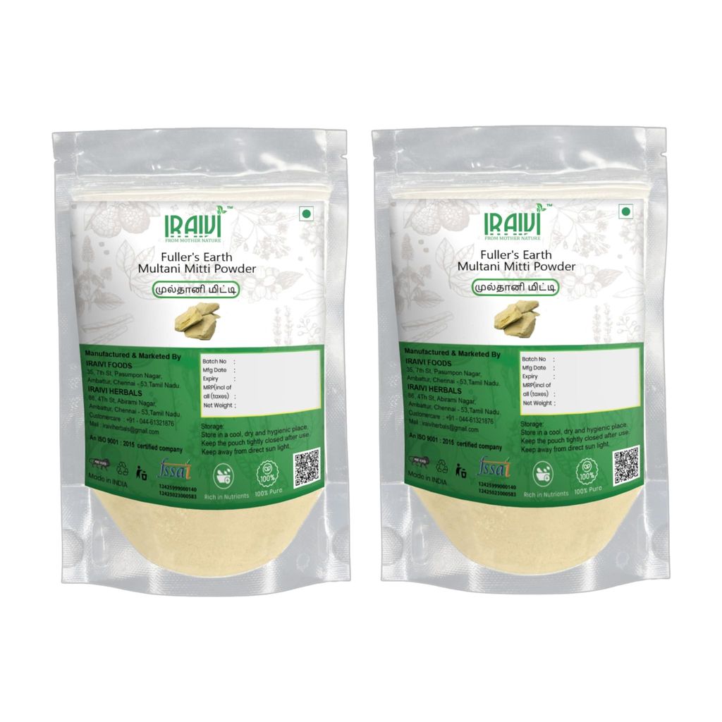 IRAIVI Premium Multani Mitti Powder 200g | 100% Pure Natural Skin Cleanser & Face Pack | Deep Cleansing, Oil Absorption & Glowing Skin | Chemical-Free Beauty | Fuller's Earth
