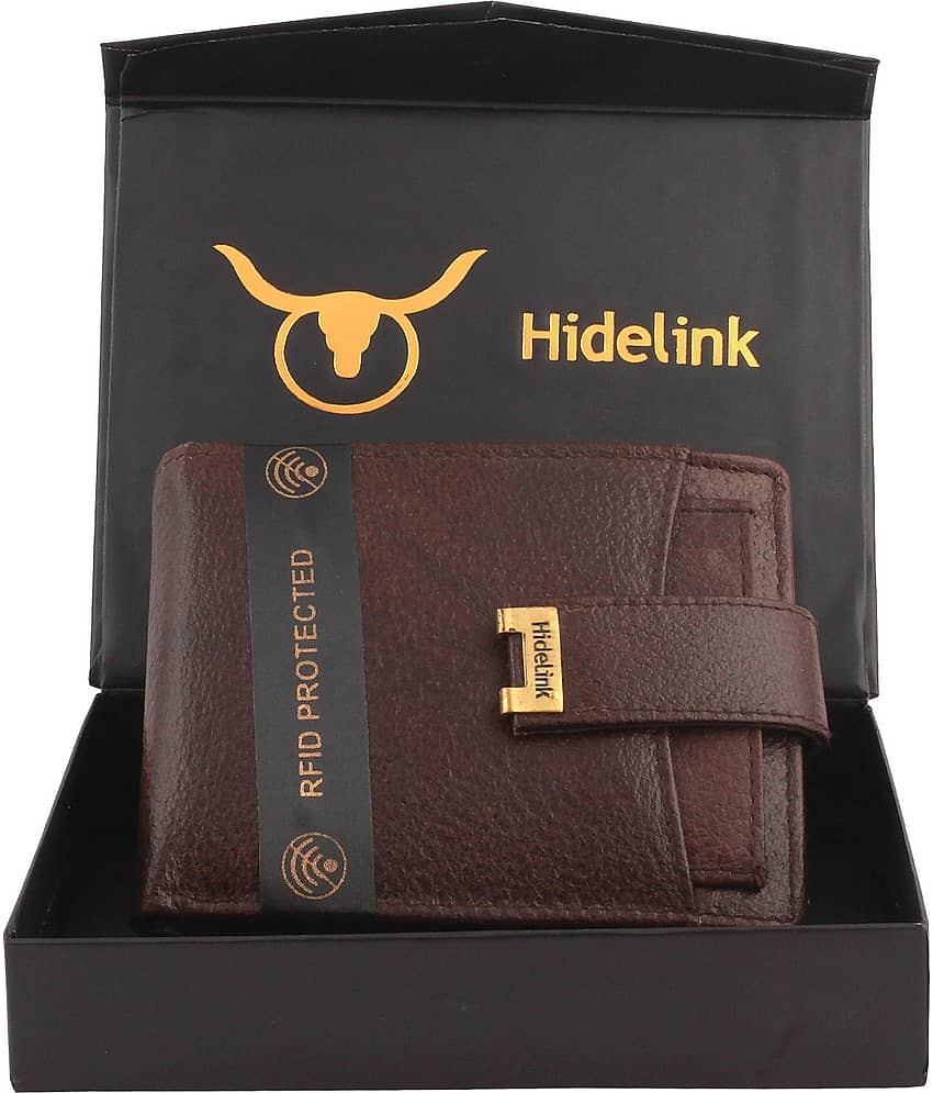 Hidelink 100% Leather Solid Men's RFID Wallet With 6 Slots For Card ( Brown , Pack of 1 )