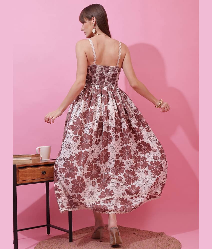 Sheetal associates Women Cotton Printed Fit & Flare Dress ( Brown ) view 2