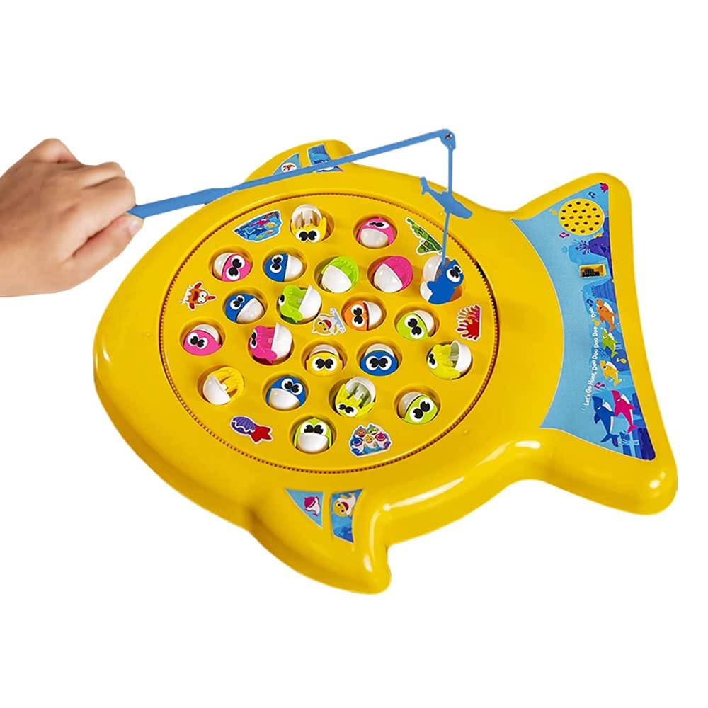 Li'l Wizards Baby Shark Sing&Go Fishing Game|Musical Fish Game with Rotating Pond,21 Fishes&4 Fishing Poles|for Kids 4+Yrs|Gifting|India's Character Fishing Game with Iconic Baby Shark Song,Yellow view 2