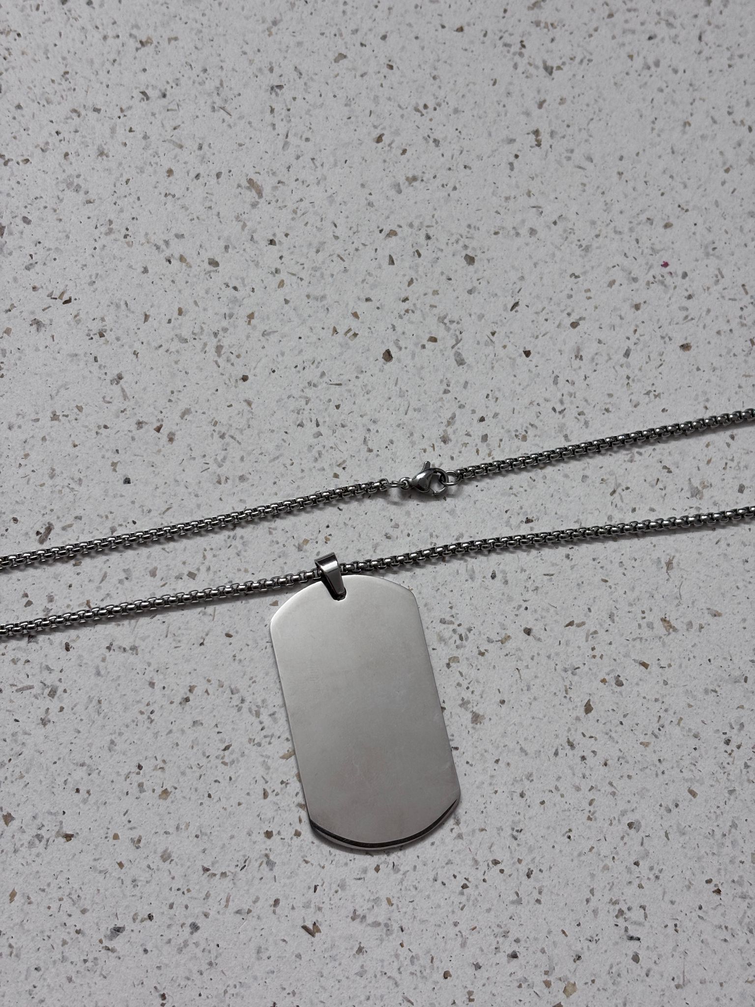 Sleek Stainless Steel Anti Tarnish Neck Chain for Men & Women, Blank Military Style Pendant, Party style view 2
