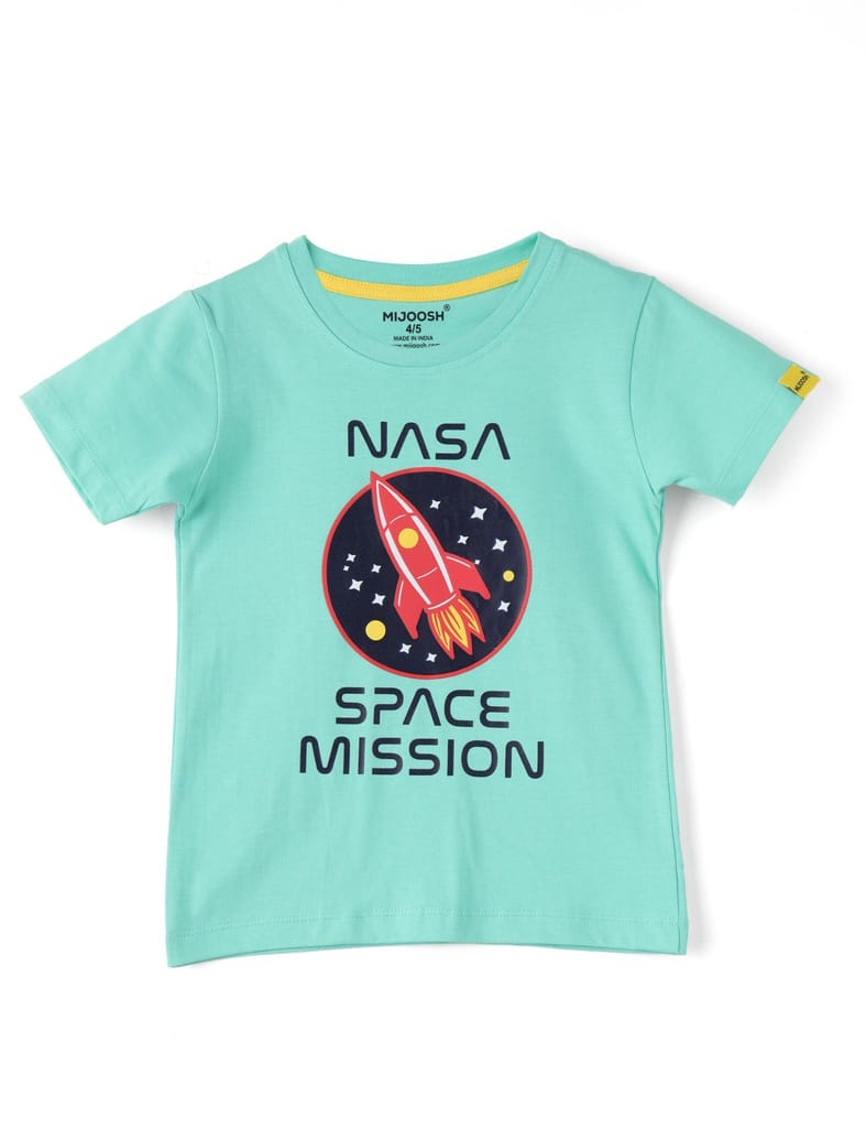 Boys T-Shirt All Aboard Blue / Biscay Green, Soft Cotton, Ages 2-6 (2pcs pack) view 2