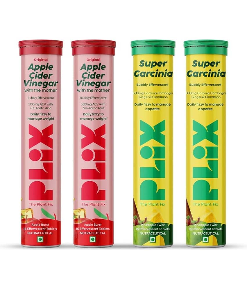 Plix ACV & Garcinia Cambogia Combo For Weight Management, Boost Metabolism & Burn Fat(4 x 15 No)