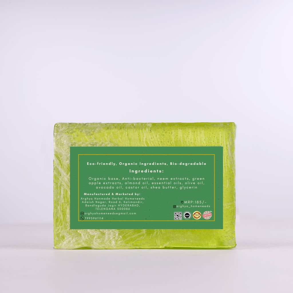 Arghya Neem & Green Apple Organic Soap for All Skin Types, 85g view 2