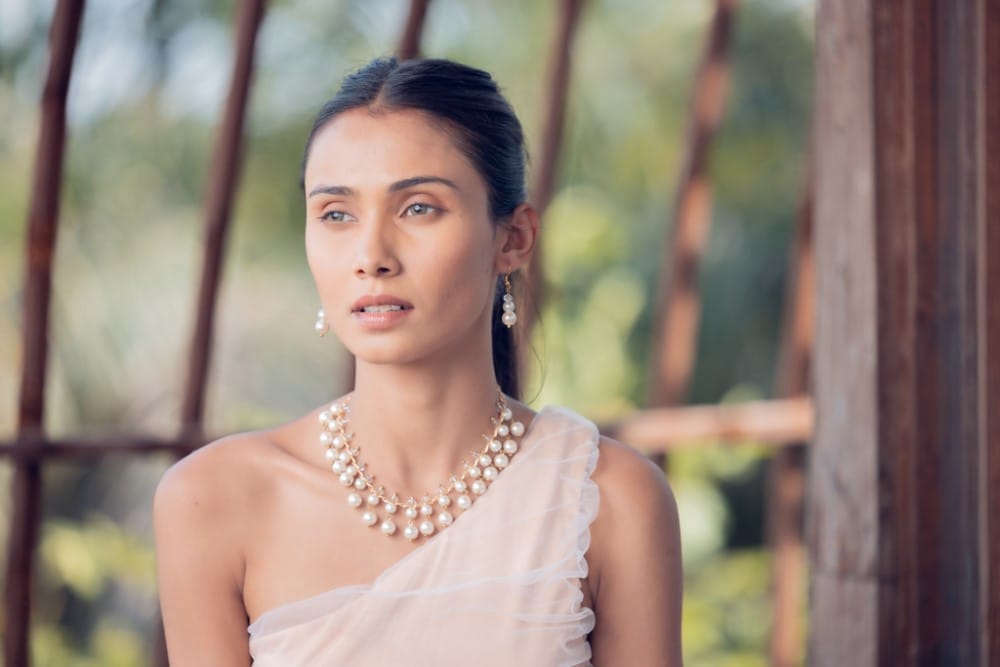 Glass Bead Necklace with Chain view 2