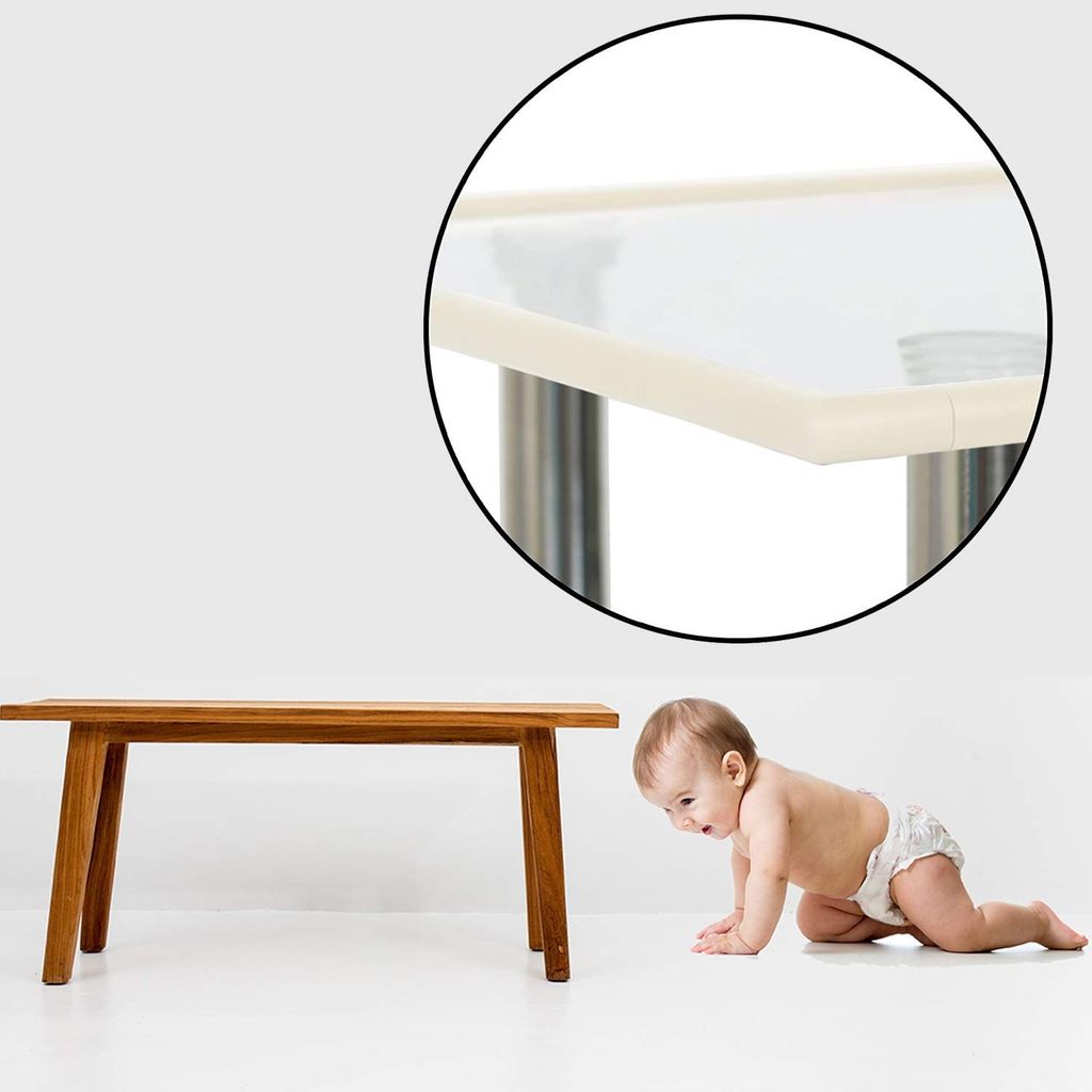 Safe-O-Kid' (Set of 5) Baby Proofing Combo of L-Shaped 2 mtr Medium Edge Guard with 4 Corner Protectors for Sharp Edges for Babies- White view 2