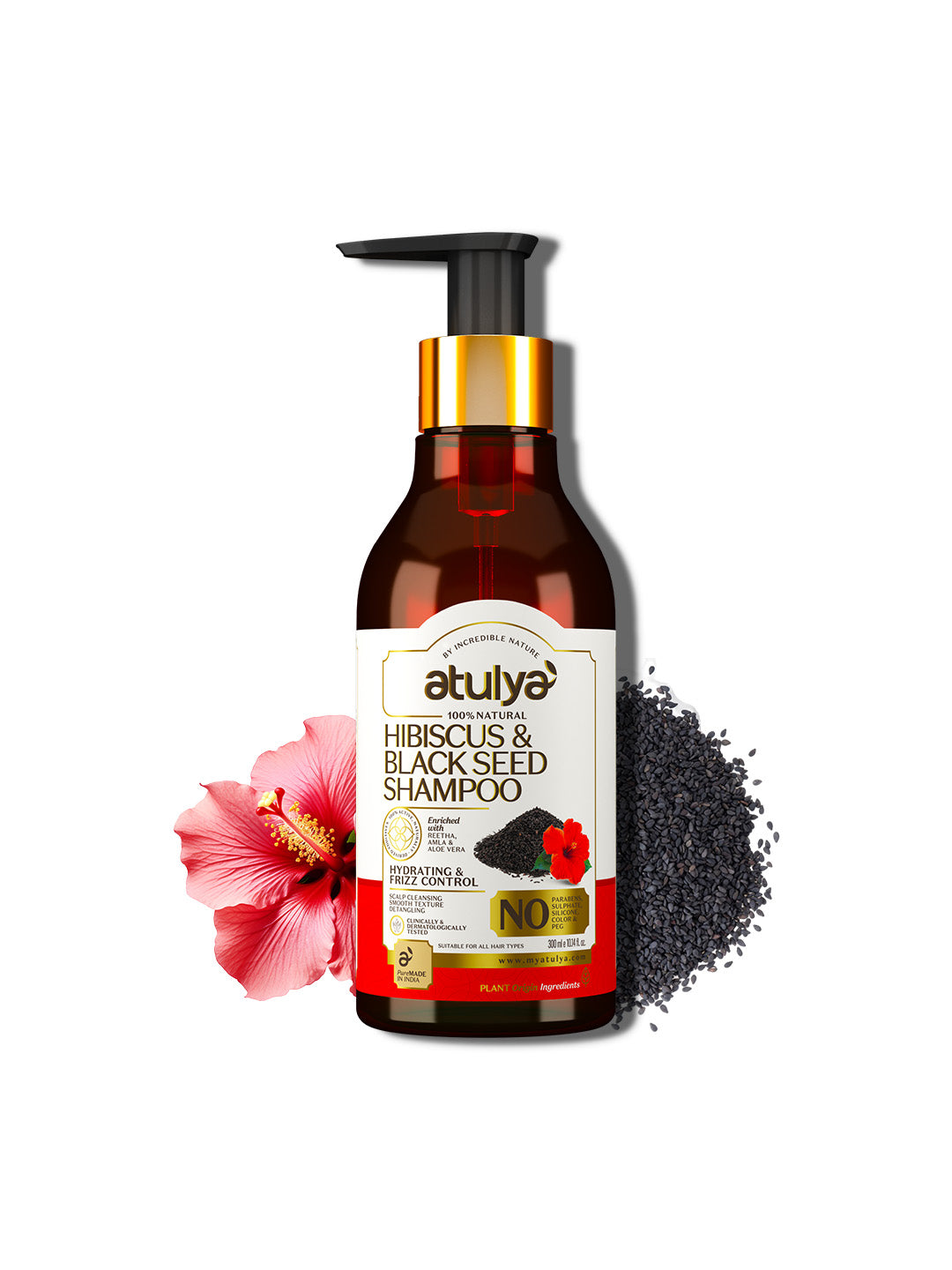 Atulya Hibiscus & Black Seed Hair Shampoo for Frizz Control - 300ml view 2