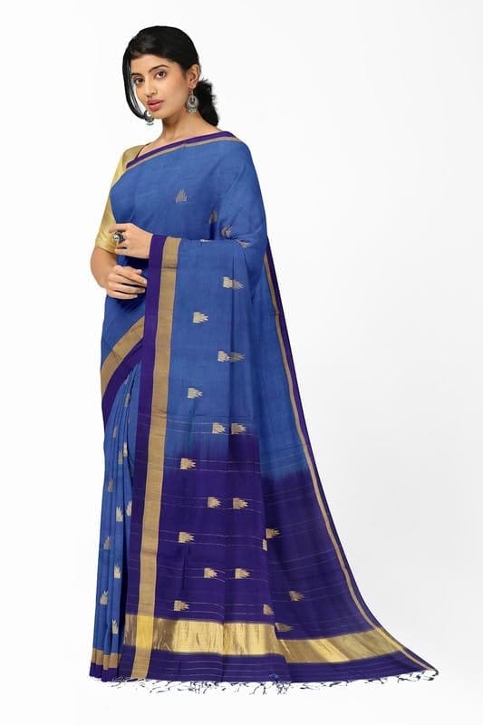 APCO Handloom - Women's Rahajmundry Pure Cotton Handloom Saree (Blue) view 2