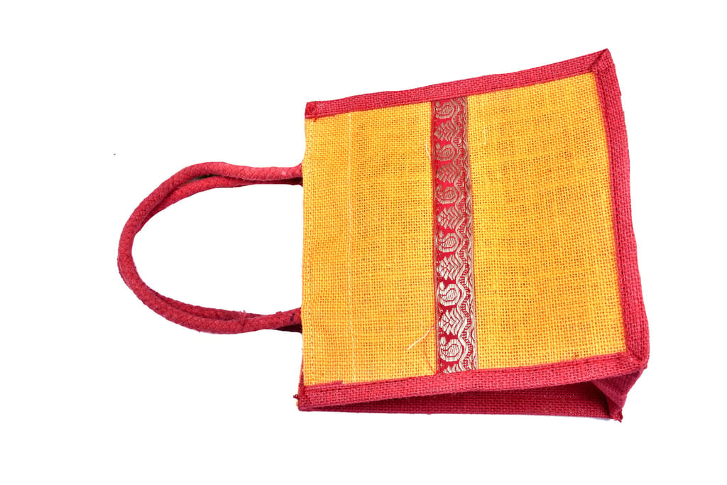 Handmade Jute Bag with Red Trim view 2