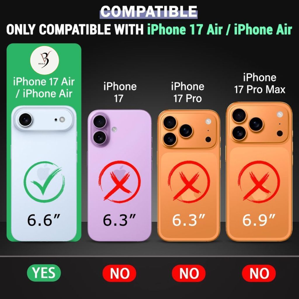 V3Deals Crystal Clear Hard Transparent Case Compatible with iPhone 17 Air | Shockproof Hard Back Cover with Raised Camera Bump | Scratch Resistant Slim Protective Case (iPhone 17 Air) view 2