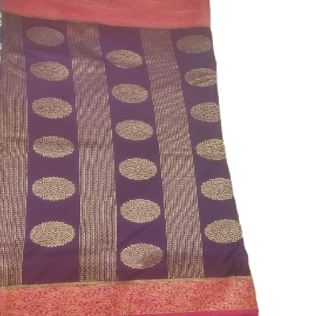 Royal Banarasi Purple Silk Saree with Zari Work view 2