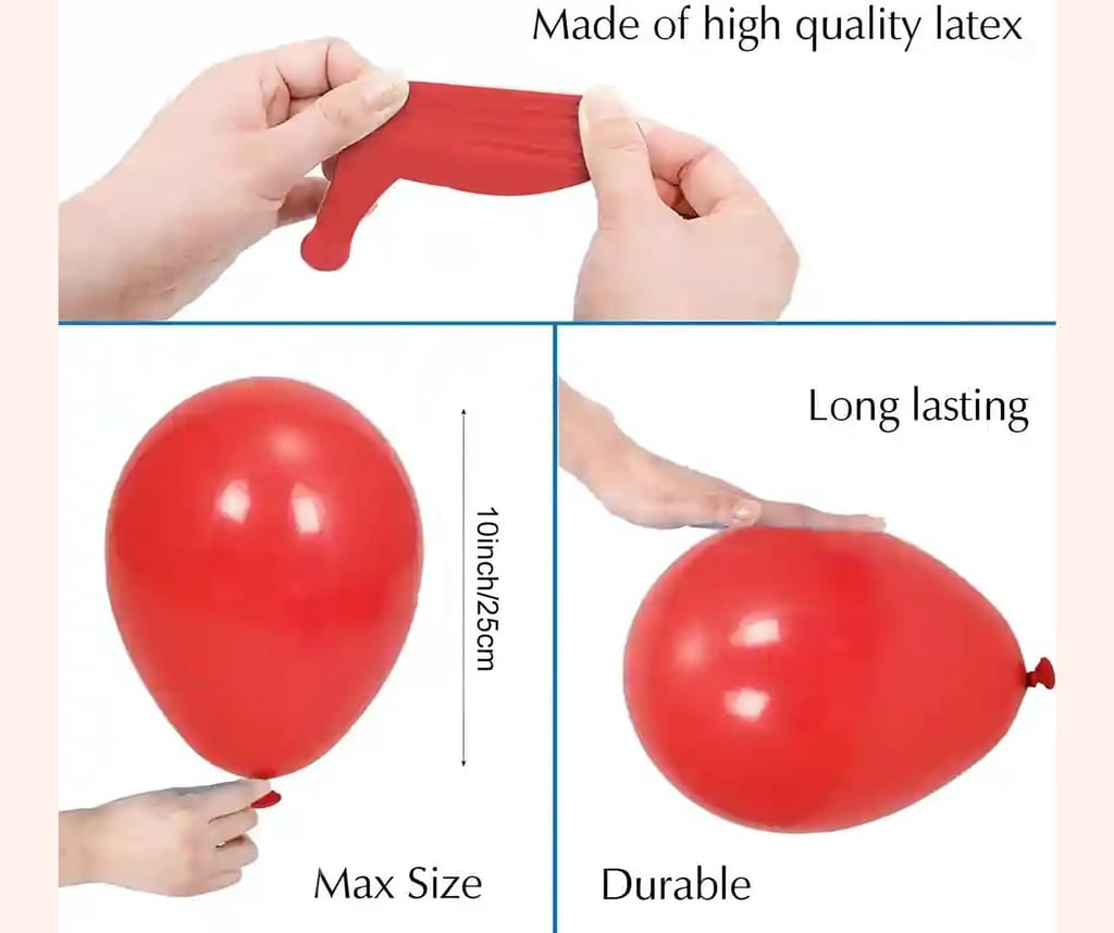 WEKTU Party Balloons - Red Pink White Round Shape Anniversary view 2