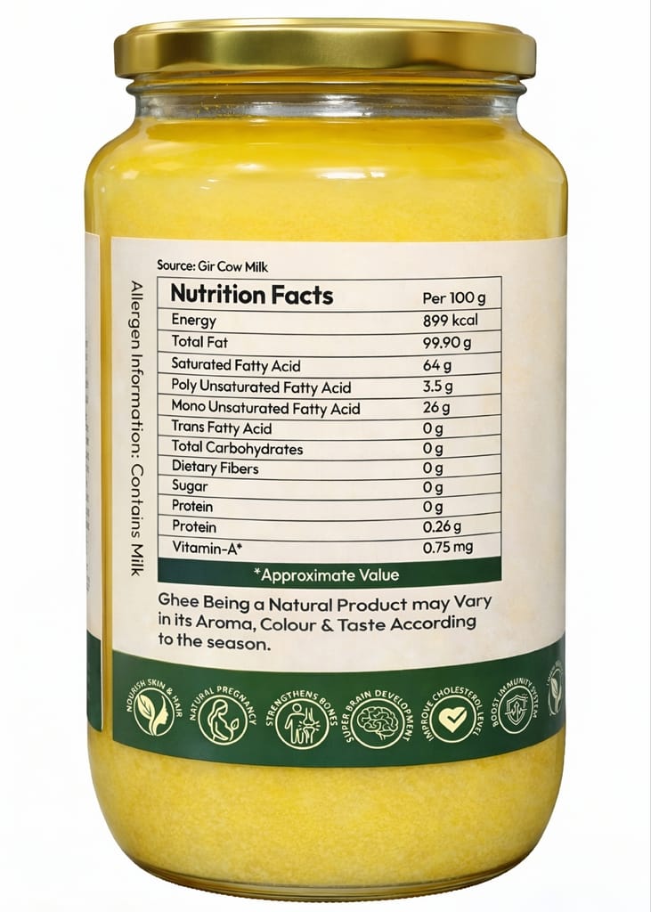 Ramnoor Pure Organic A2 Gir Cow Bilona Ghee | 100% Natural | Lab Tested | 1 Liter view 2