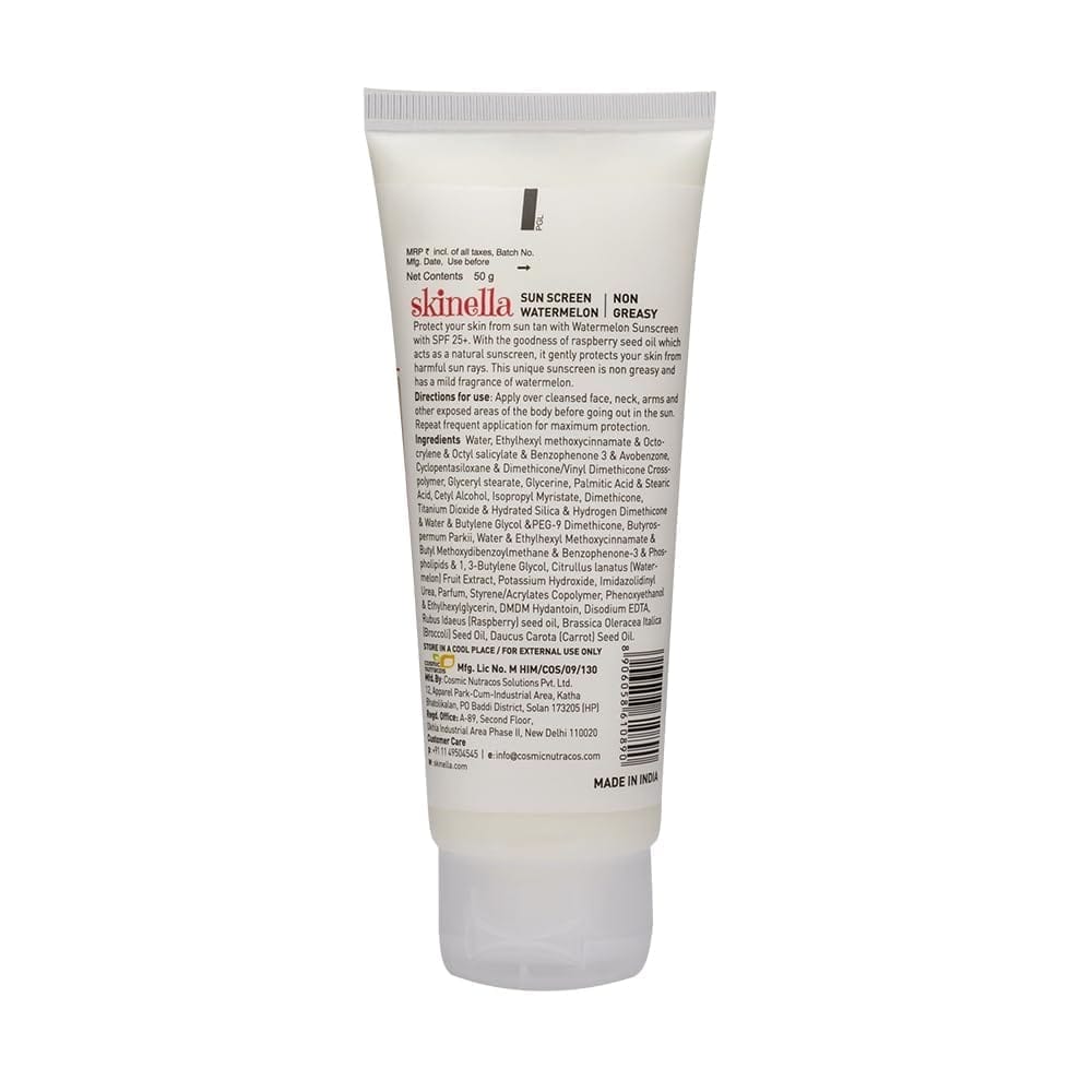 Skinella Sun Screen - Non Greasy, Watermelon (Spf 25+) | Vitamin C benefits: | Suitable for all skin types | Sun and UV rays Protection | 50 Gram view 2