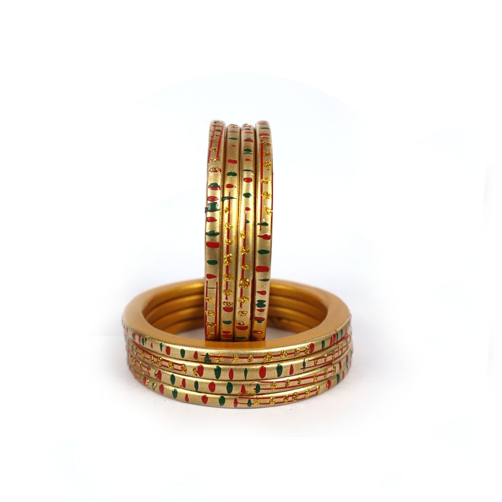 FHS Fashion Women's Beautiful Traditional Rajasthani Lac Bangles - Golden view 2