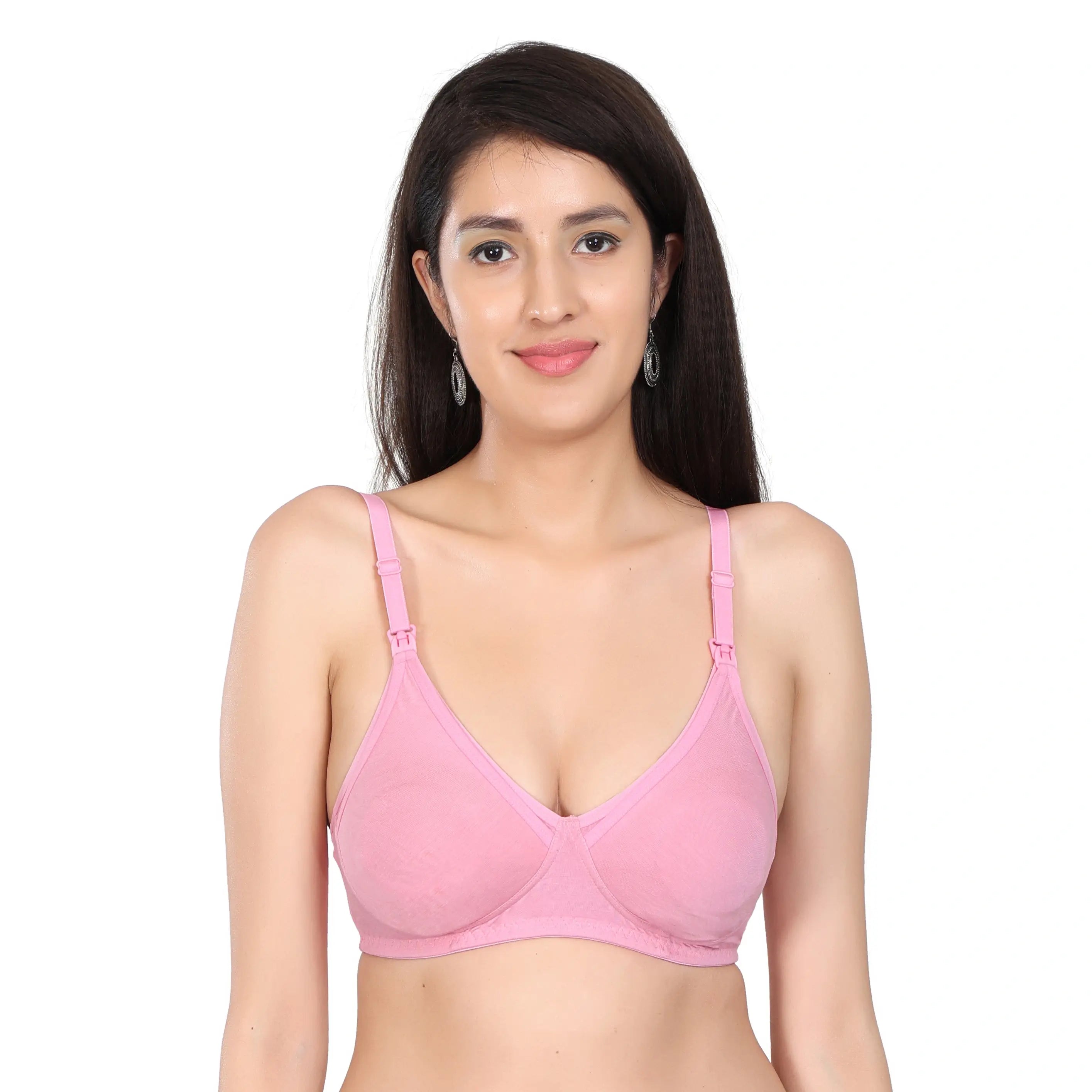 Bamboo Fabric Nursing Bra | Maternity Bra for Breastfeeding Women | Baby Pink view 2
