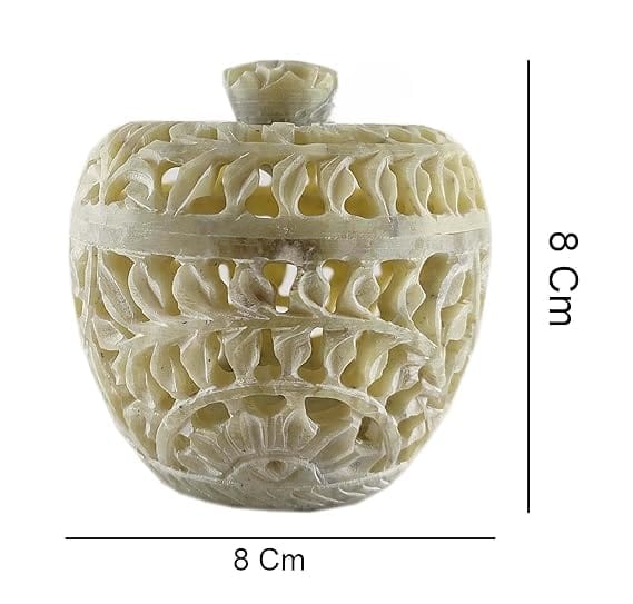 Soapstone Decorative Box with Jali Cut Design, Apple Shape, Ring Storage Box, Lamp Holder view 2