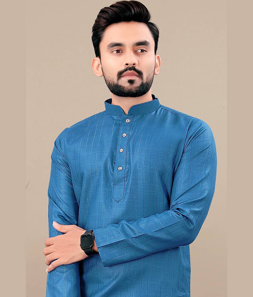 Balaji's Blue Cotton Men's Regular Kurta ( Pack of 1 ) view 2