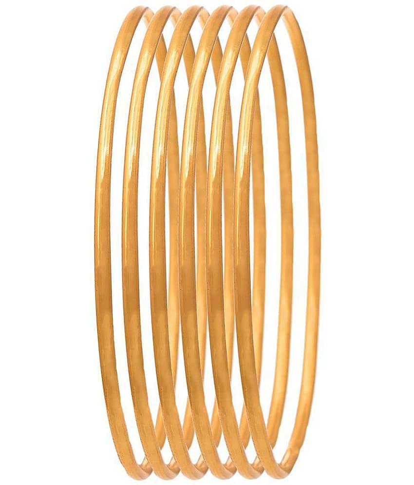 JFL - Jewellery For Less Traditional Ethnic One Gram Gold Plated Pair Of Bangles - Set of 6 view 2