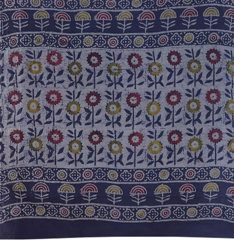 Handblock Printed Batik Cotton Saree view 2