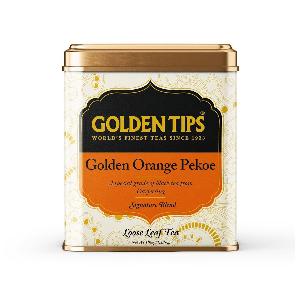 Golden Tips Orange Pekoe Black Tea Loose Leaves Tin can (100 Gram, 50 cups) view 2