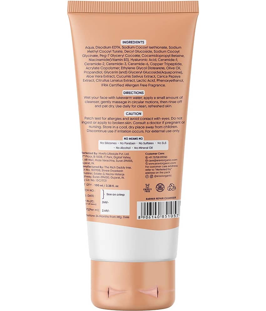 Aravi Organic Hydrating Barrier Repair Face Cleanser For All Skin Type, 100 mL view 2