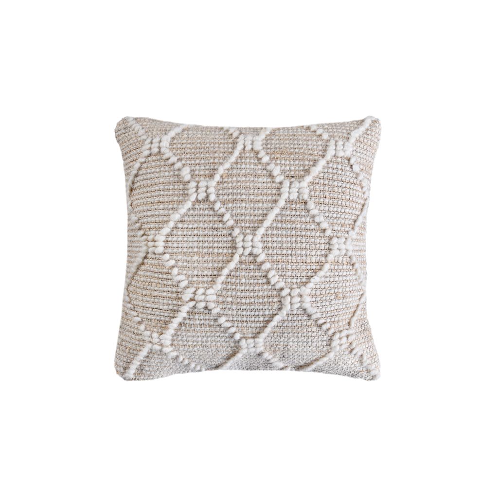 CALLIZZO Handmade Jute & Wool Cushion Cover | Natural/Ivory | Hand Woven Decorative Throw Cushion | 45x45 cm view 2