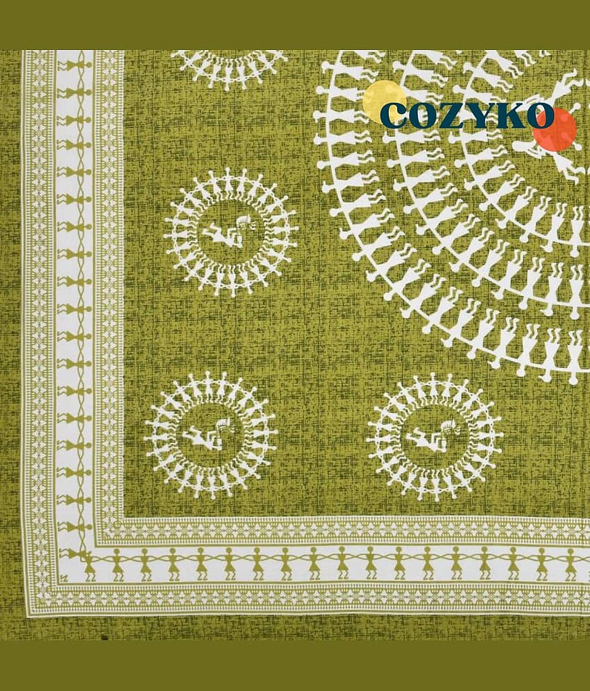 COZYKO Cotton 1 Single Bedsheet with 1 Pillow Cover ( Green ) view 2