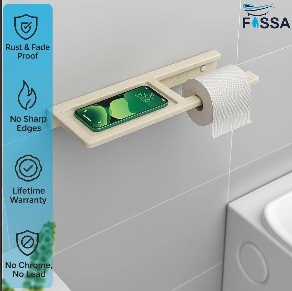 Ivory Toilet Paper Holder with Mobile Stand Quartz Ceramic (RM-125) view 2