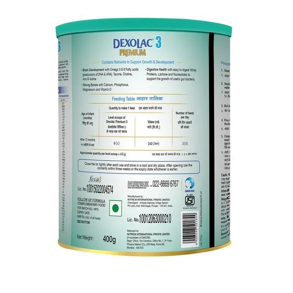 Dexolac Premium Stage 3 Follow Up Formula Powder 400 Gms view 2
