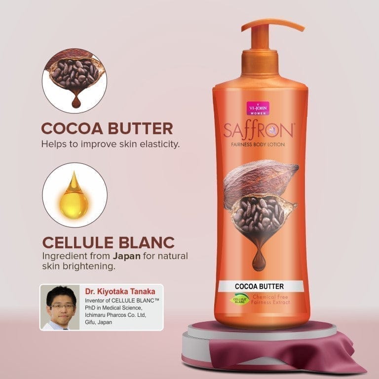 VI-JOHN Women Saffron Chemical Free Cocoa Butter Fairness Body Lotion With & Vitamin E - 400 ML view 2