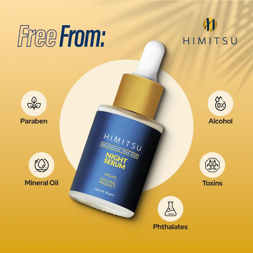 Himitsu Anti Aging Night Serum for Women & Men - Glowing Skin, Fights Fine Lines & Wrinkles, Deep Hydration, Nourishment & Collagen Boost with Hyaluronic Acid & Natural Retinol for All Skin Types view 2