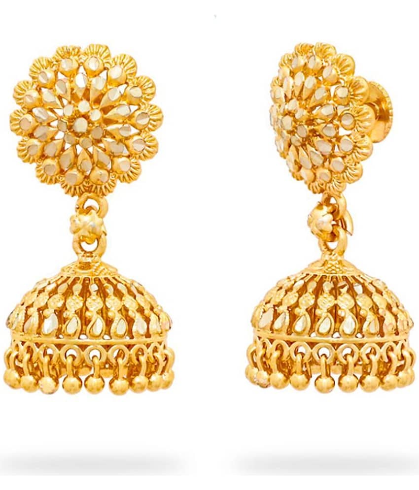 LUV FASHION Golden Jhumki Earrings ( Pack of 1 ) view 2