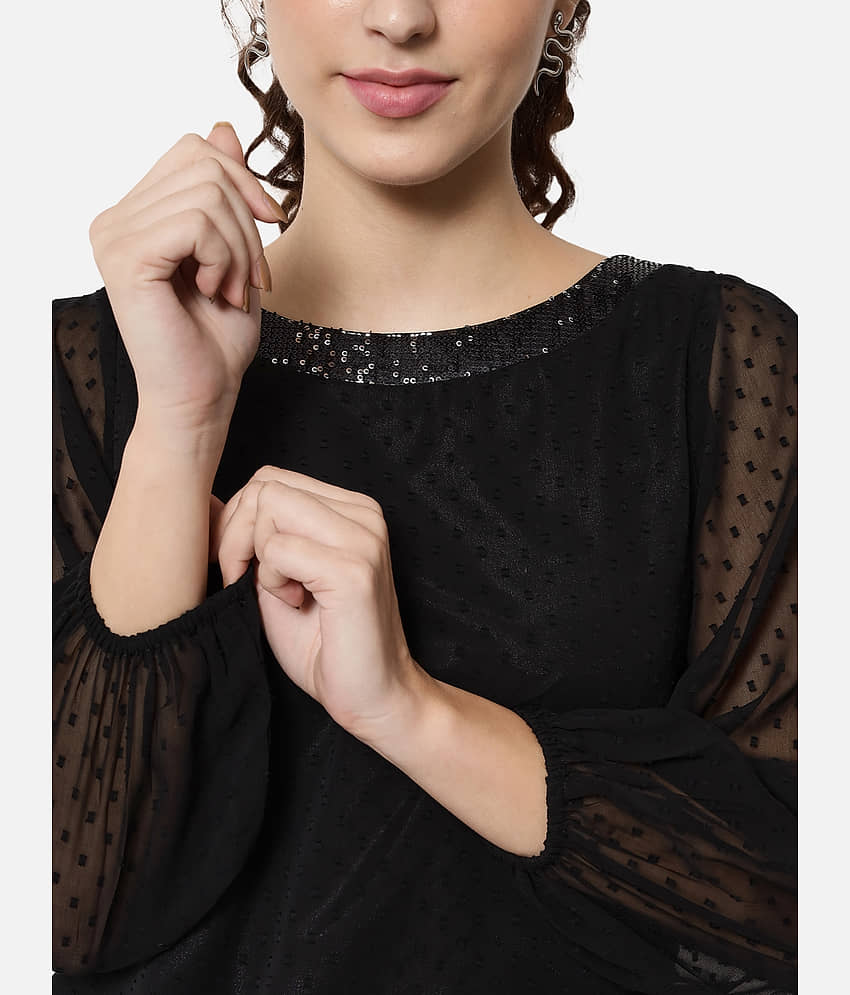 ALL WAYS YOU Women's Georgette Regular Top ( Black ) view 2