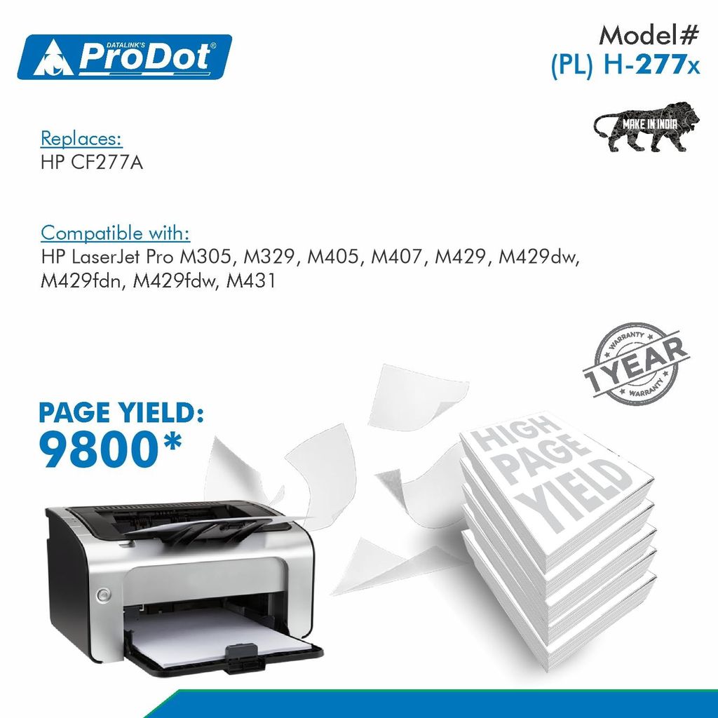 ProDot (PL H-CF277X Laser Toner Cartridge Compatible with HP Laserjet Pro M305, M329, M405, M407, M429, M429dw, M429fdn, M429fdw and M431 Printers view 2