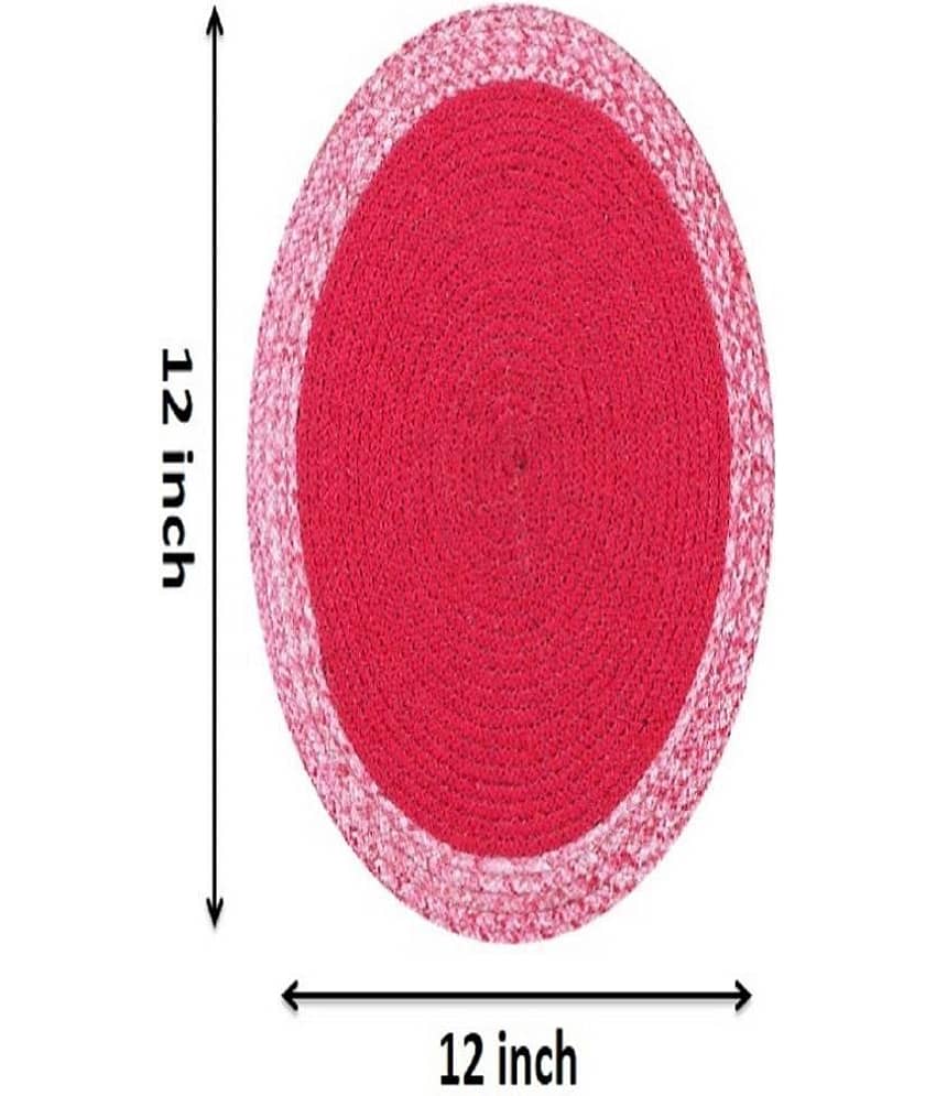 LADLI JEE Cotton Solid Round Table Mats ( 31 cm x 31 cm ) Pack of 2 - Pink view 2