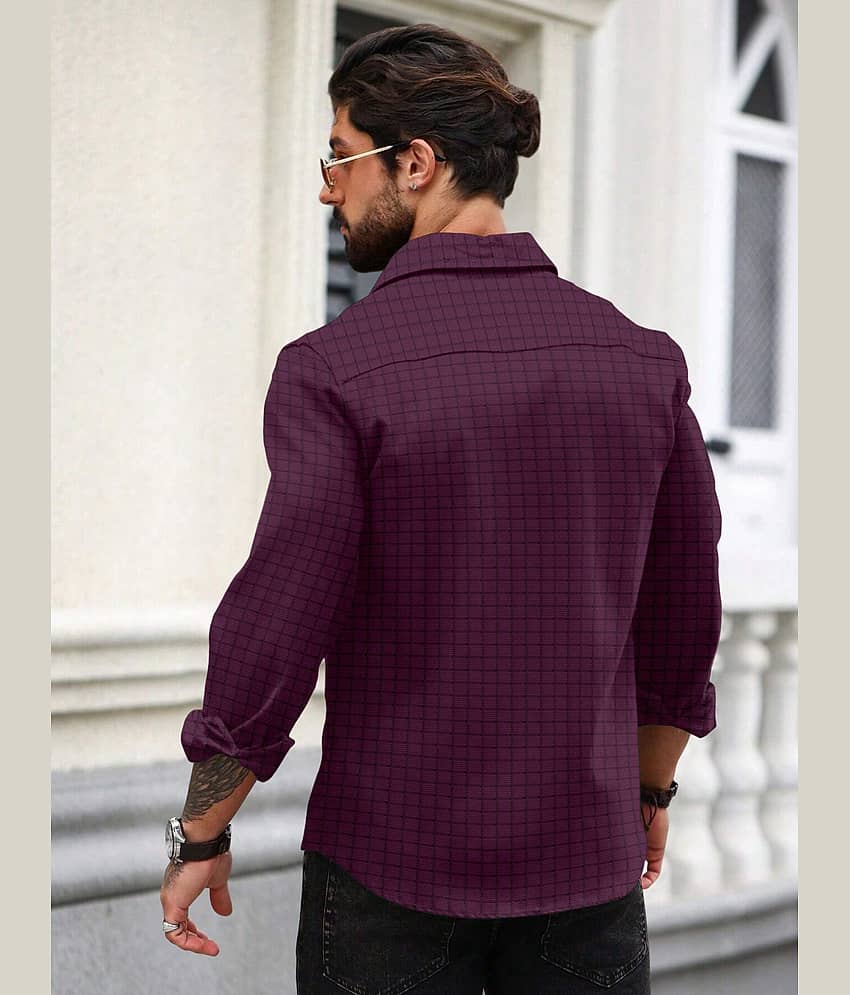 Nofilter Poly Cotton Regular Fit Checks Full Sleeves Men's Casual Shirt - Purple ( Pack of 1 ) view 2