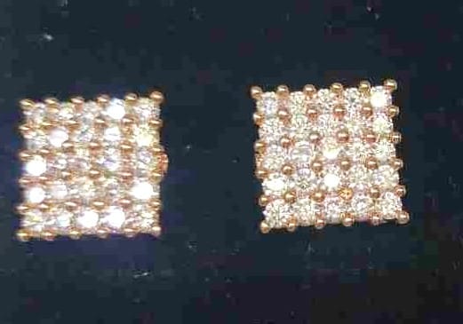 "Stunning Cubic Zirconia Baguette Stud Earrings Gold Plated Sterling view 2