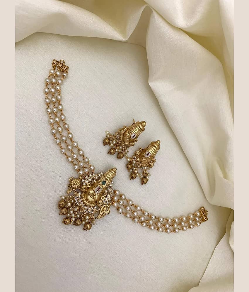 ROFARWORD Gold Brass Necklace Set ( Pack of 1 ) view 2