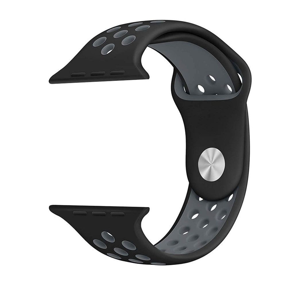 Exelent Sports Band Soft Silicone Sport Wristband Compatible with Watch Bands 42mm 44mm & 45mm Soft Silicone Strap Black & Gray view 2