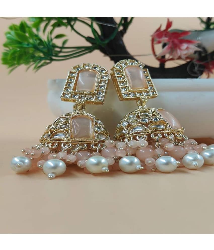 Jiyanshi fashion Peach Jhumki Earrings ( Pack of 1 ) view 2