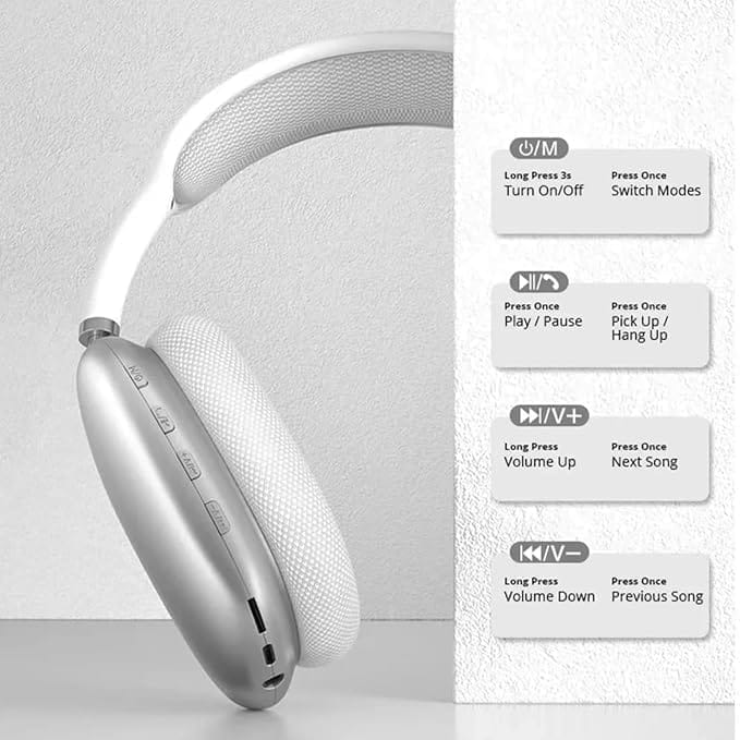 P9 Headphones Bluetooth Headphone on Ear 4 Hours Playback Active Noise Cancellation Ipx4 ( Multi Color ) view 2
