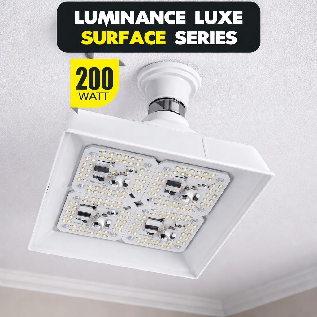 SPARKWORLD 4 Head LED Square Panel Light (2x2 Module) | Cool White | Wall/Ceiling Mount (Pack of 1) | Colour: 200 Watt view 2