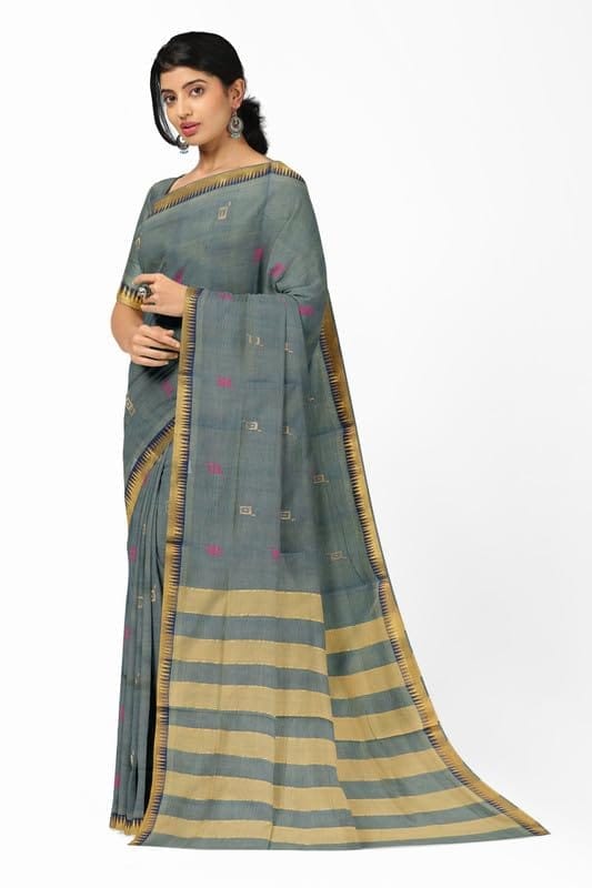 APCO Handloom - Women's Rahajmundry Pure Cotton Grey Handloom Saree (Angara Handloom Saree) 75 view 2