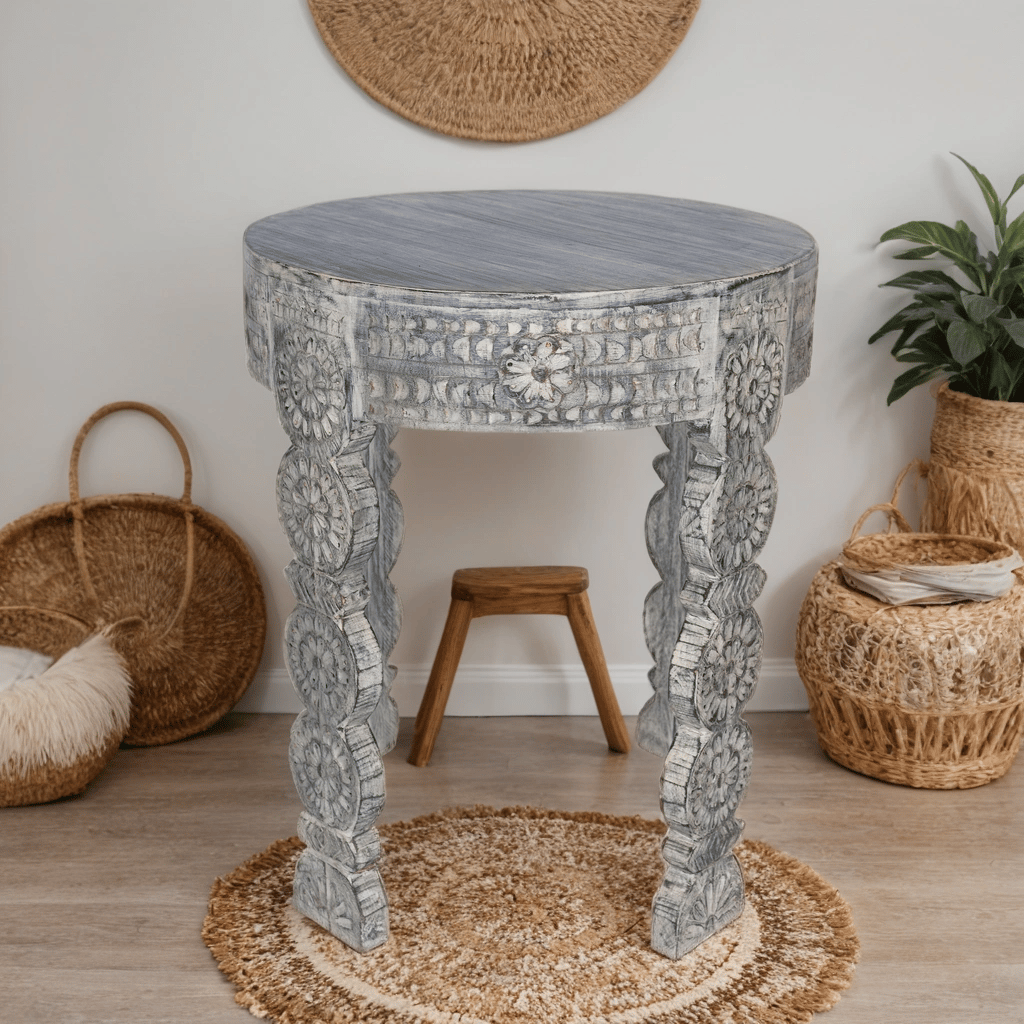 Wooden Carved Coffee Table Set of 2 | Home Decor Furniture view 2